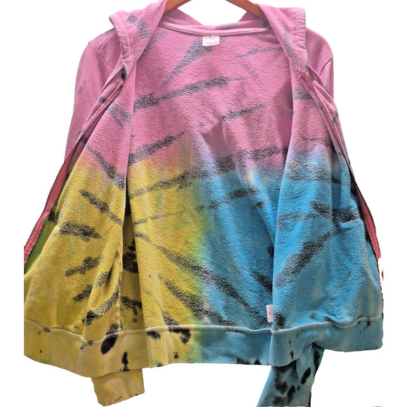 No Boundaries Tie Dye Zip Hoodie – Juniors XXL – Lightweight Hooded Jacket - Picture 4 of 12